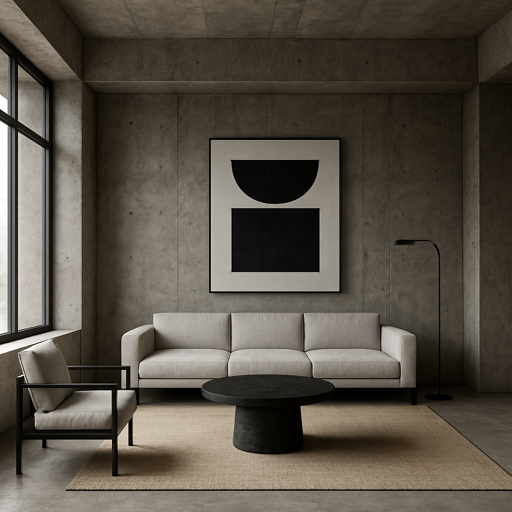 Brutalist Interior with Minimalist Art