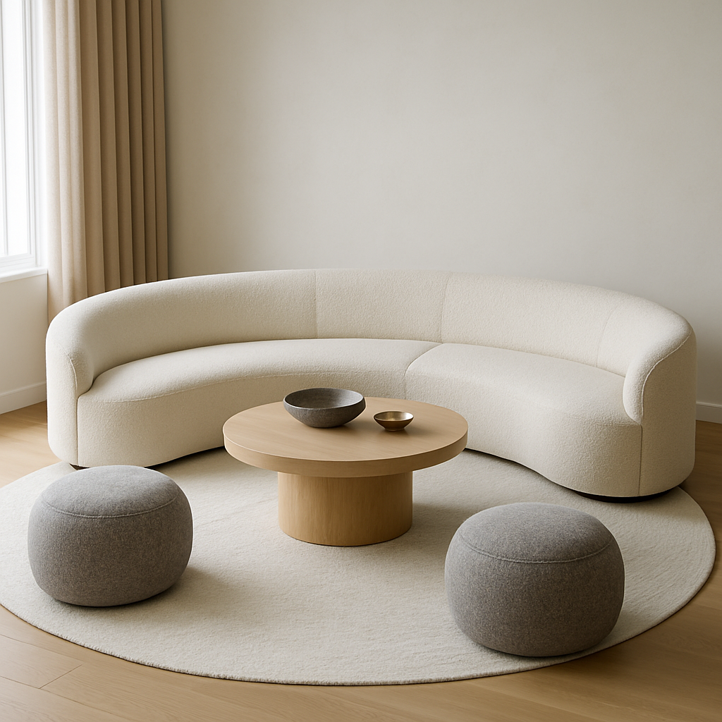Curved sofas in modern apartments
