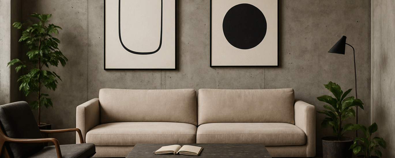 Brutalist Interior with Minimalist Art