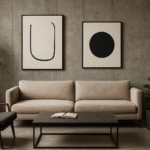 Brutalist Interior with Minimalist Art