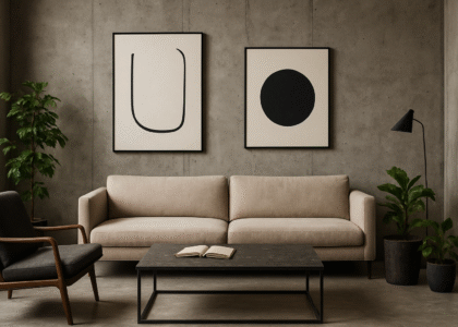 Brutalist Interior with Minimalist Art