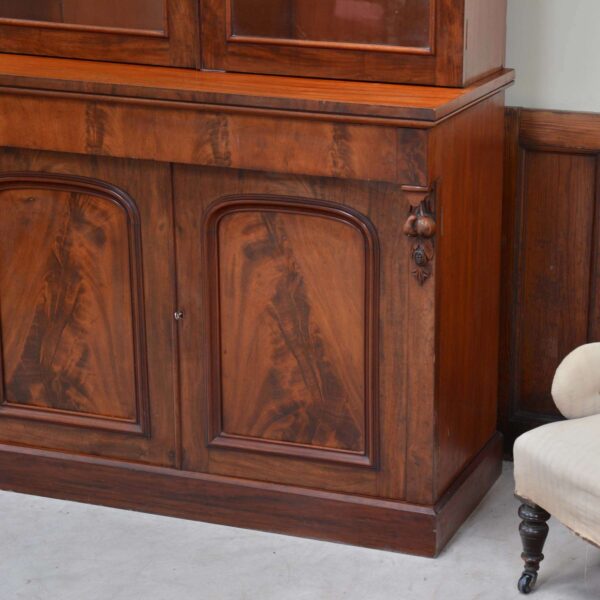 Victorian Mahogany Glazed Bookcase – Antique 19th Century Display Cabinet