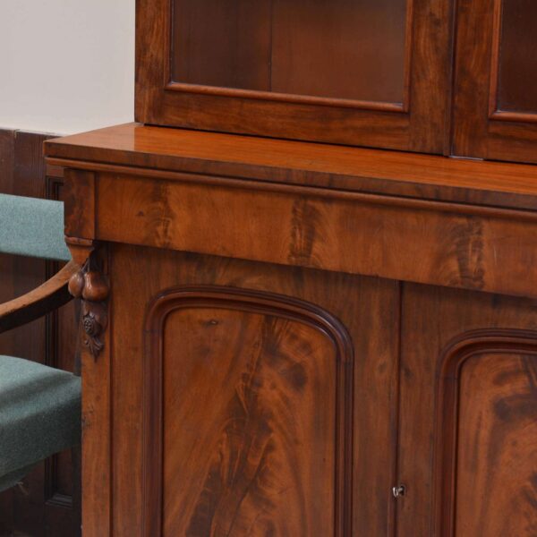 Victorian Mahogany Glazed Bookcase – Antique 19th Century Display Cabinet