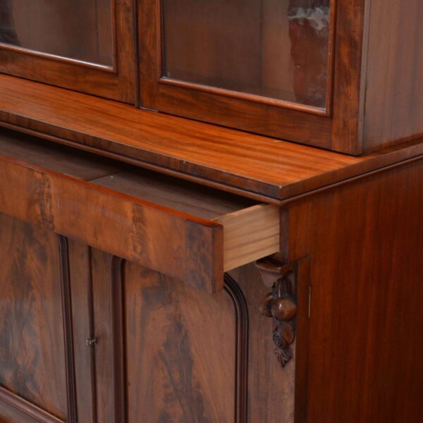 Victorian Mahogany Glazed Bookcase – Antique 19th Century Display Cabinet
