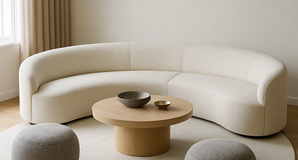 Curved sofas in modern apartments