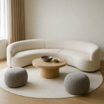 Curved sofas in modern apartments