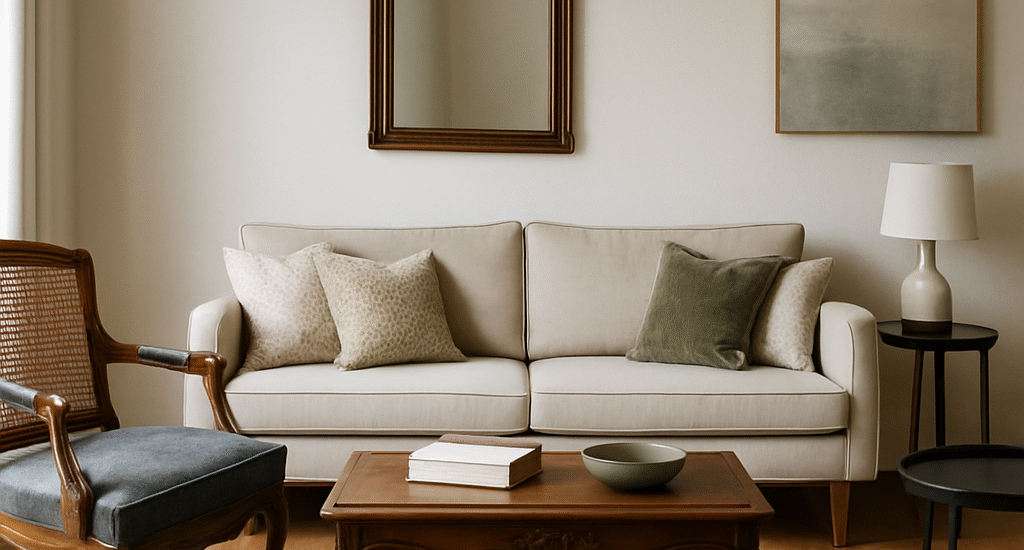 vintage and modern furniture in small spaces
