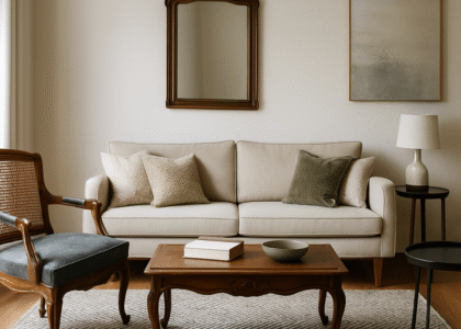 vintage and modern furniture in small spaces