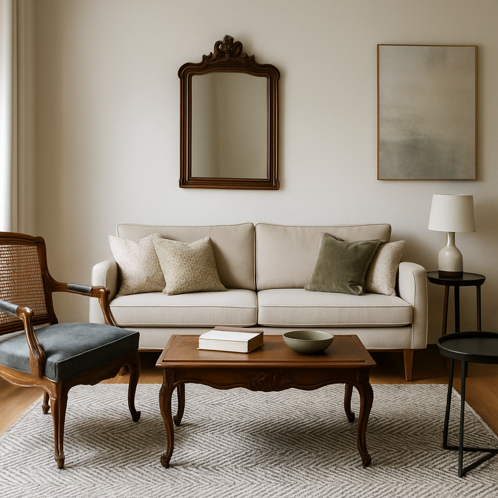 vintage and modern furniture in small spaces